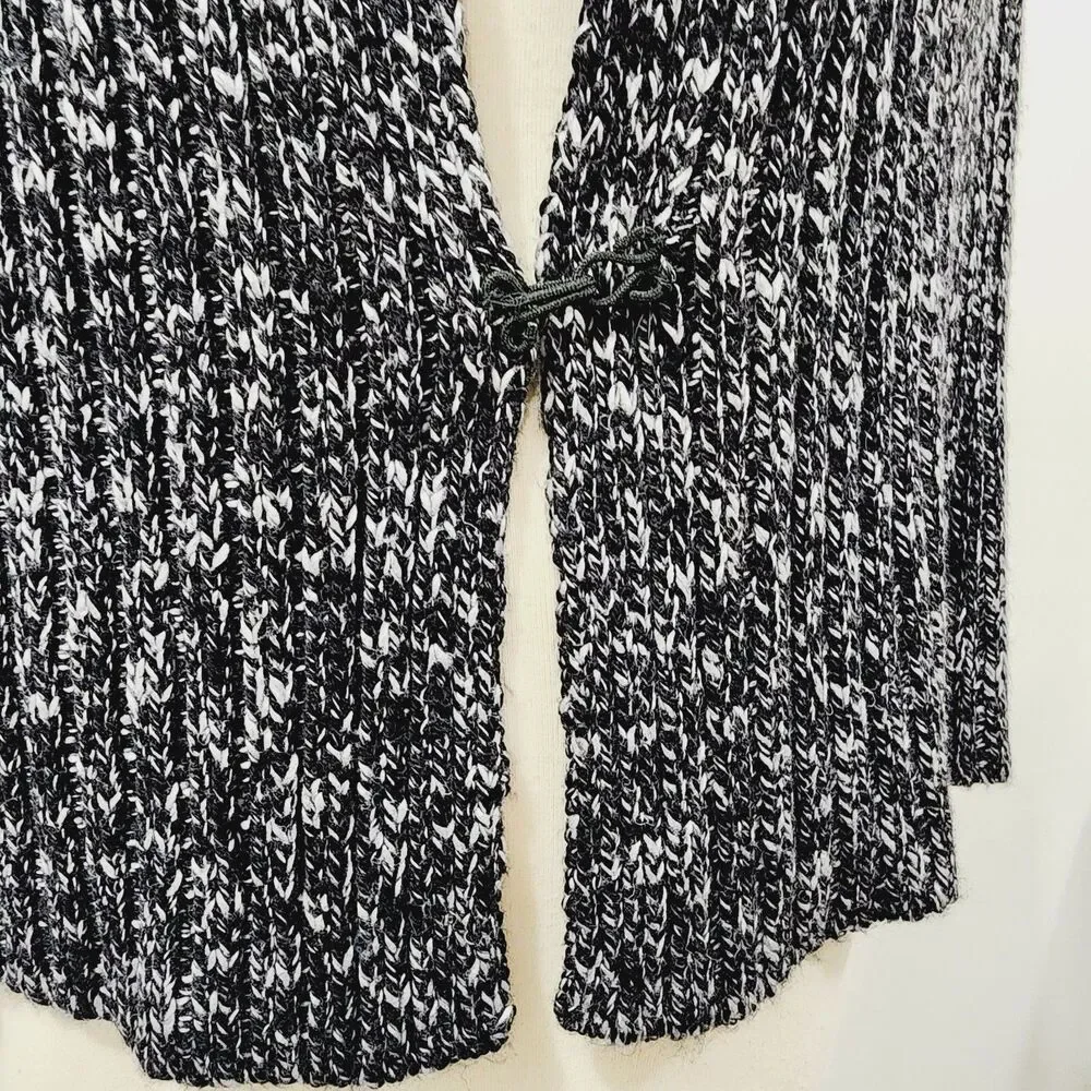 Soft Surroundings Kasa Cape Black White Marble Faux Fur Stretch Knit NWT OSFM